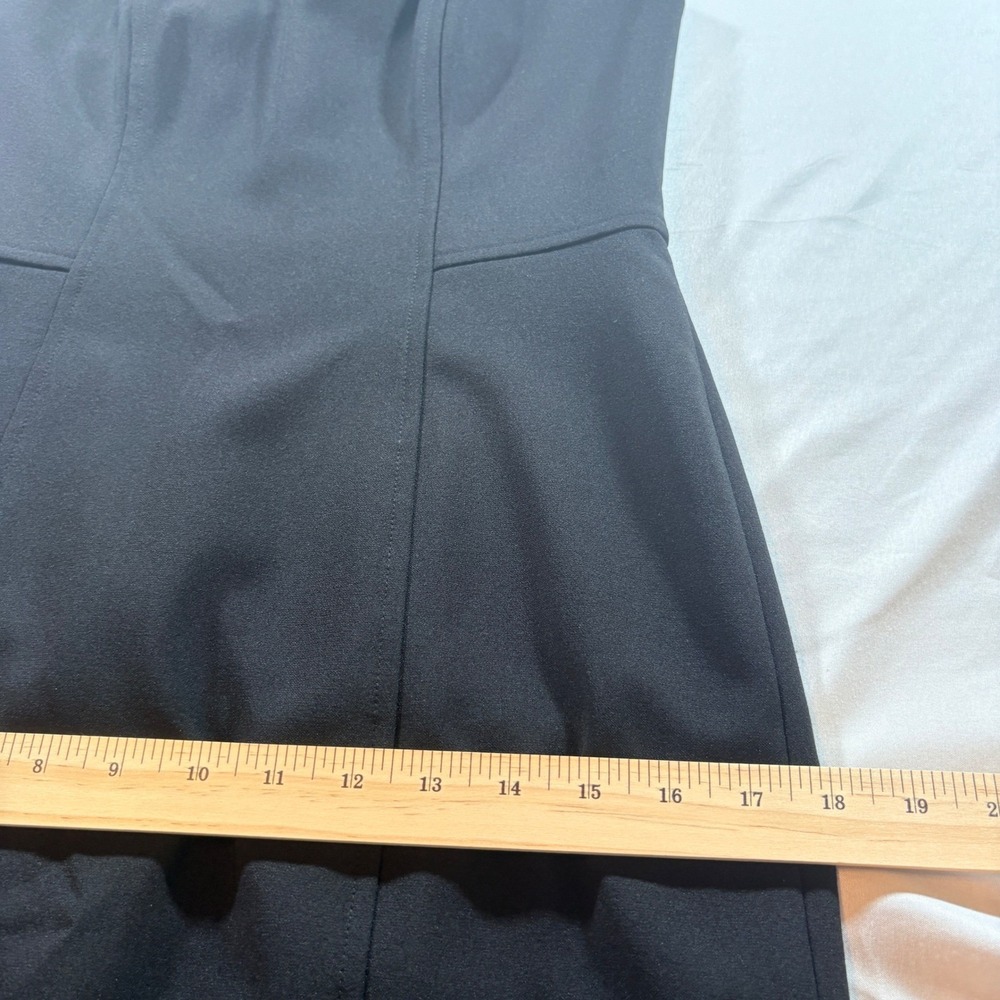 Maggy London Sheath Dress Womens 4 Black Beaded Mesh Yoke Cocktail Midi Evening - Picture 7 of 7